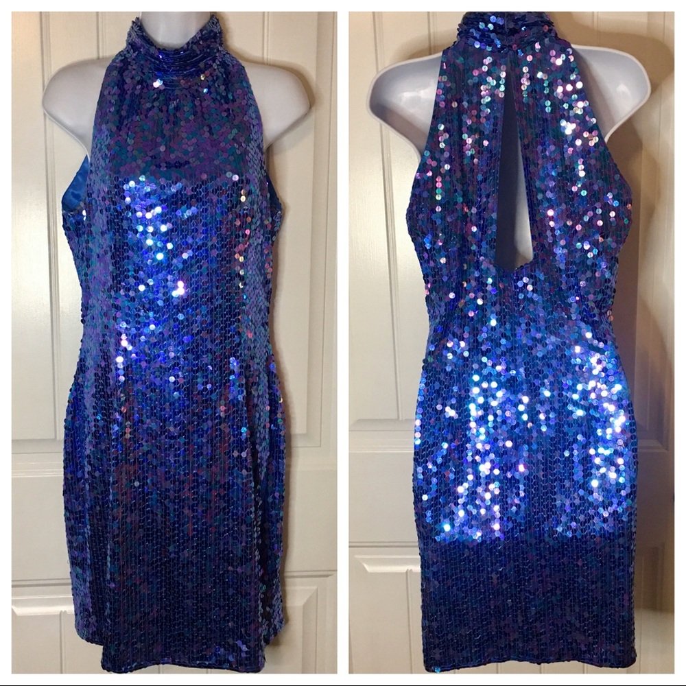 Vintage Sequin Mermaid Halter Dress